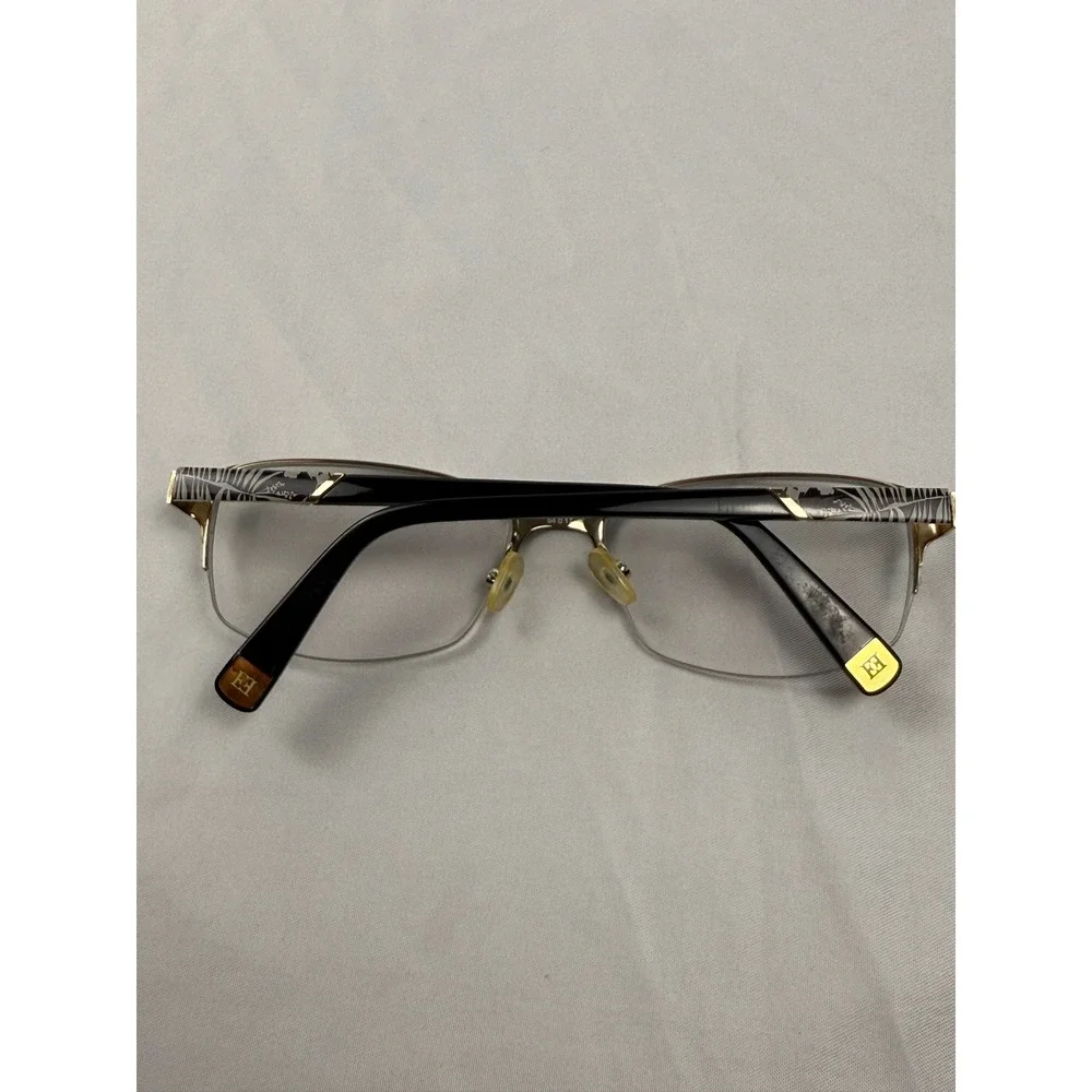 Escada Eyeglasses Frames Black Gold Semi Rimless Designer 54-17‎
